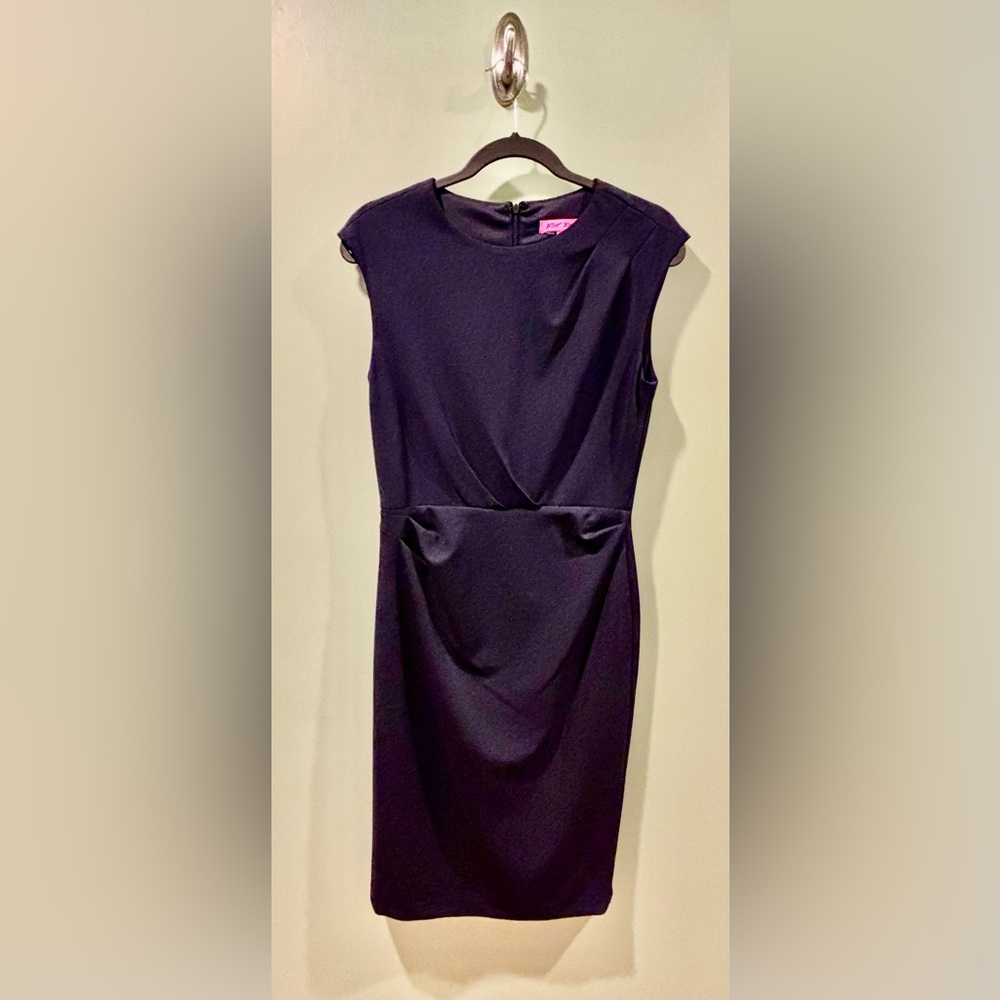 Betsey Johnson Navy Ruched Midi Dress